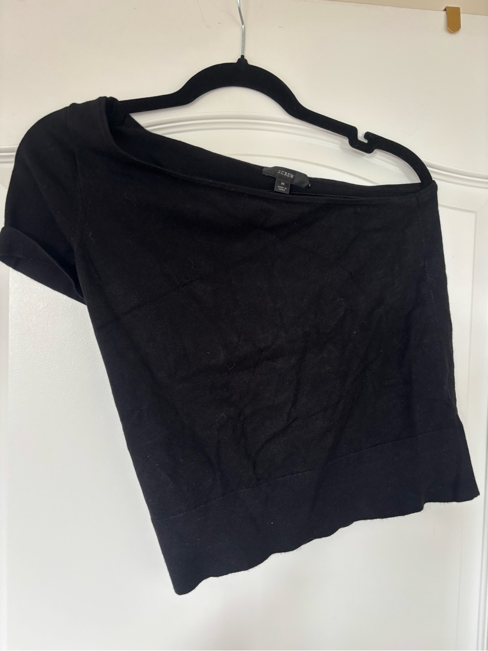 J. Crew Black Off-Shoulder Crop Top